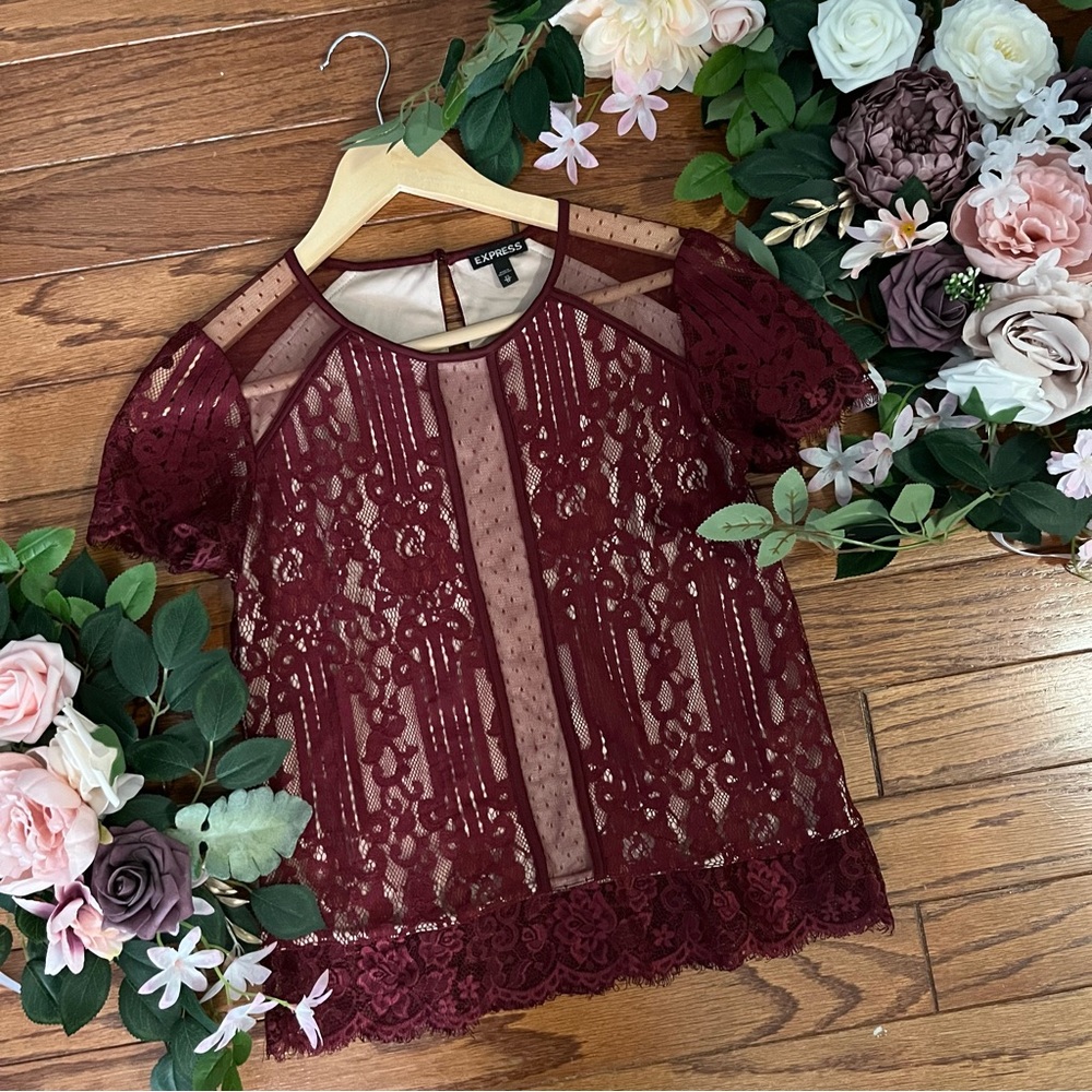 Elegant Burgundy Lace Top